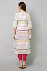Multicolor Handloom Cotton Printed Kurta