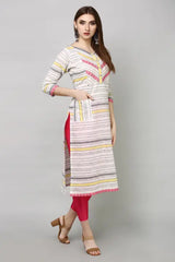 Multicolor Handloom Cotton Printed Kurta