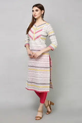Multicolor Handloom Cotton Printed Kurta