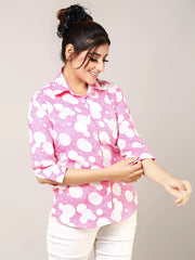 Pink Cotton Printed Shirt