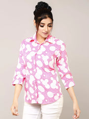 Pink Cotton Printed Shirt