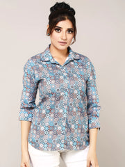 Multi color Cotton Straight Shirt