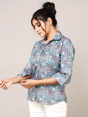 Multi color Cotton Straight Shirt