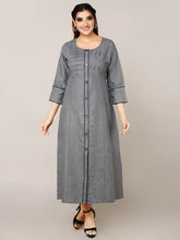 Grey Denim Straight Kurta