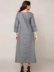 Grey Denim Straight Kurta