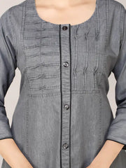 Grey Denim Straight Kurta