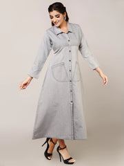 Grey Denim Straight Dress