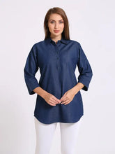 Blue Denim Straight Tunic Top