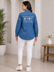 Denim On The Flower Yellow Blue Printed Shirt - Havva Fashion - Image 2