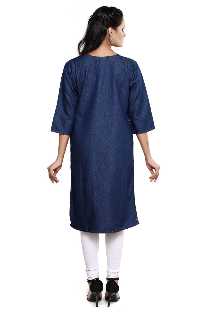 Denim Solid Kurta