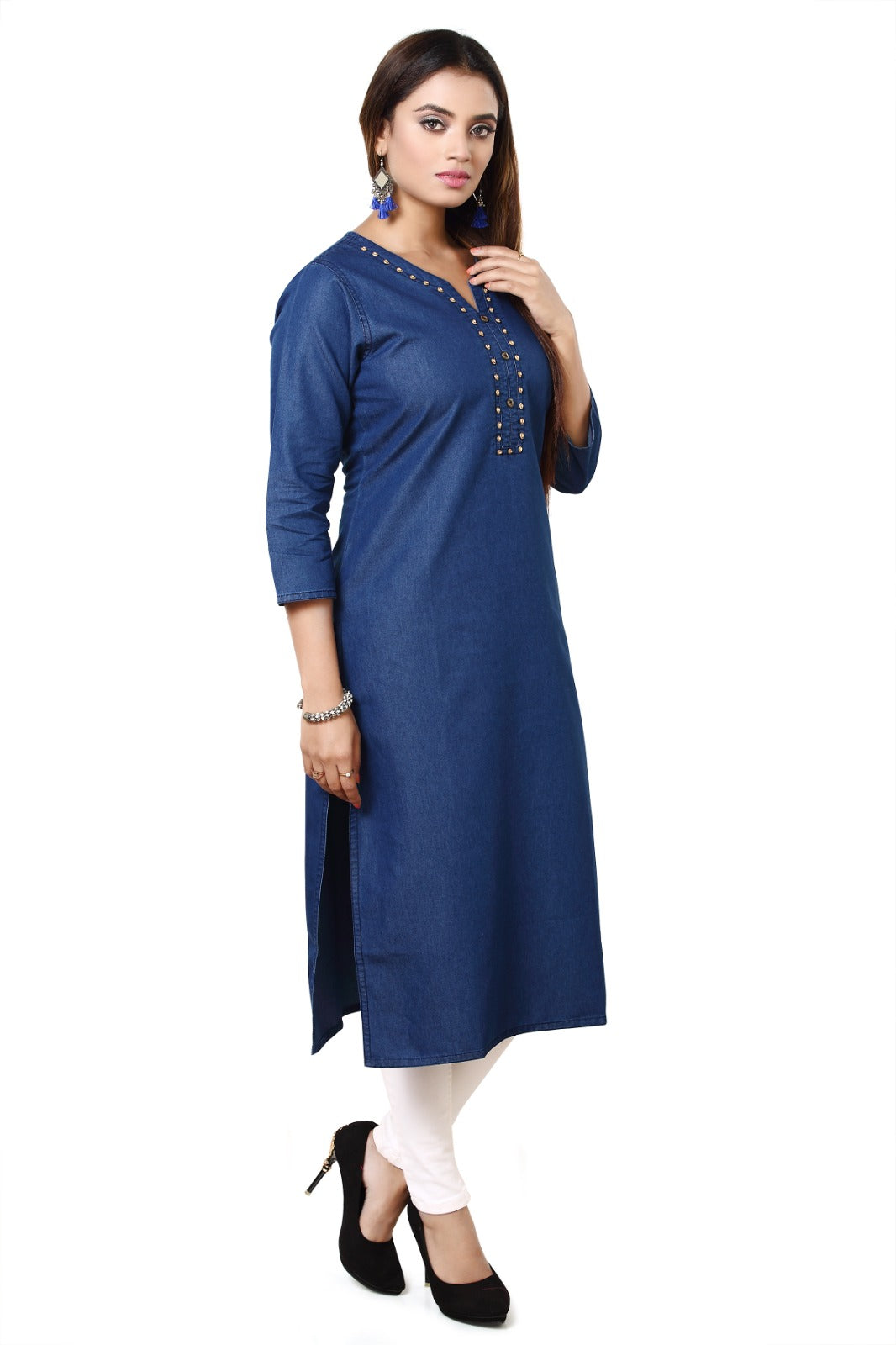 Denim Solid Kurta