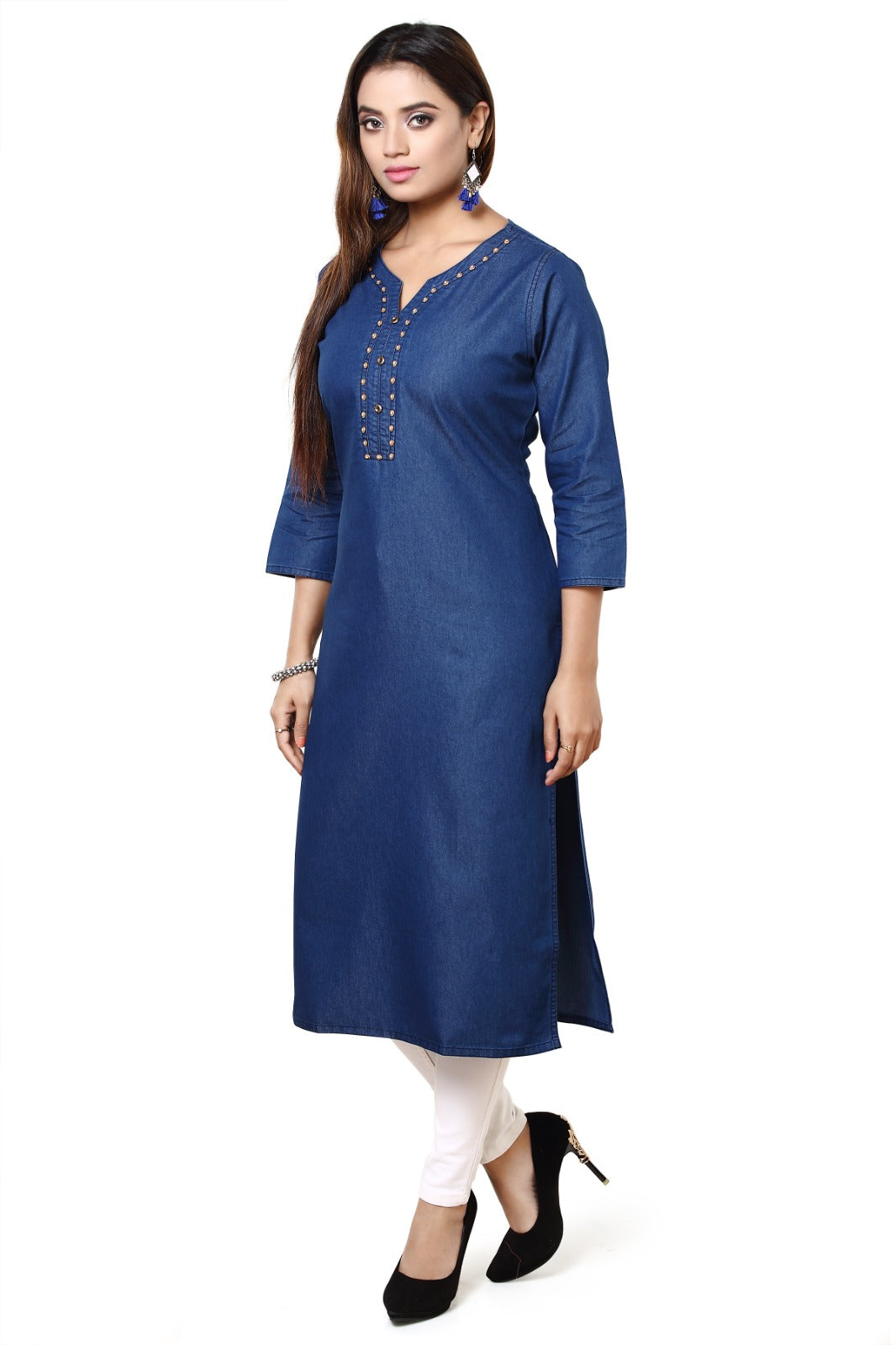 Denim Solid Kurta