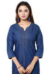 Denim Solid Kurta
