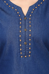 Denim Solid Kurta