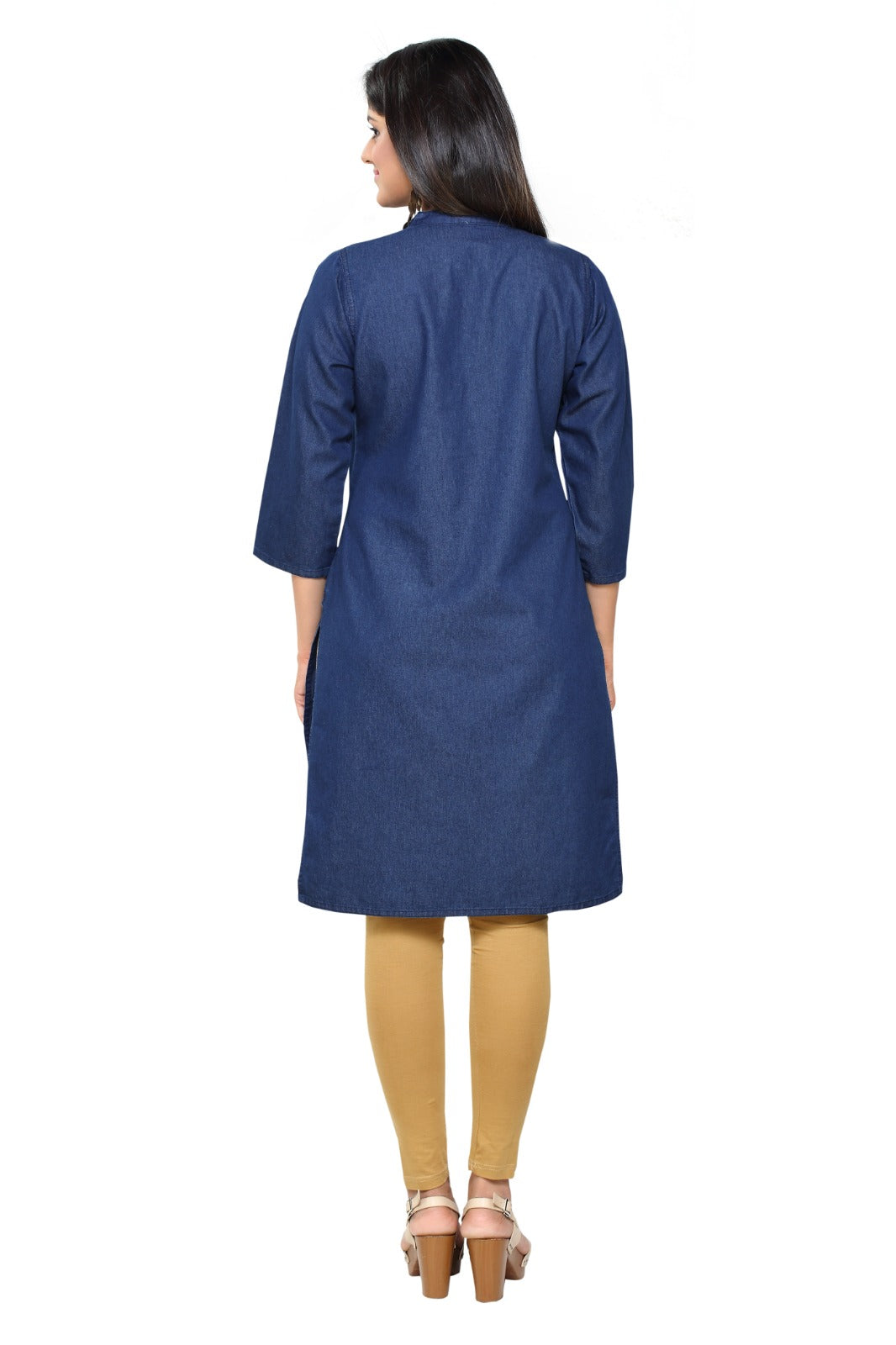 Denim Embroidered Kurta