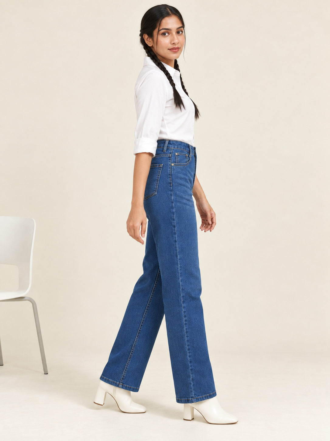 Blue Stretchable Denim Straight Fit Jeans - Havva Fashion - Image 4