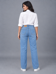 Ice Blue Stretchable Denim Straight Fit Jeans - Havva Fashion - Image 3