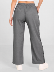 Grey Denim Black Star Embroidered Drawstring Pant - Havva Fashion - Image 2