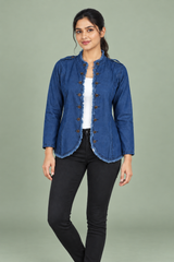 Denim Soft Cotton Frayed Edge Shrug Jacket - Havva Fashion - Image 1
