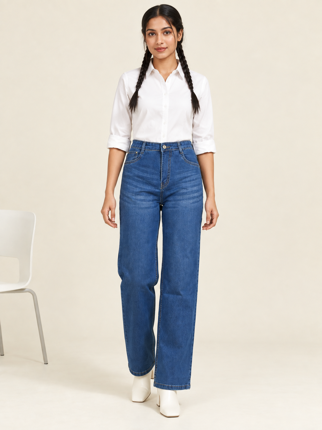 Blue Stretchable Denim Straight Fit Jeans - Havva Fashion - Image 1