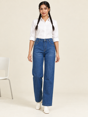 Blue Stretchable Denim Straight Fit Jeans - Havva Fashion - Image 1