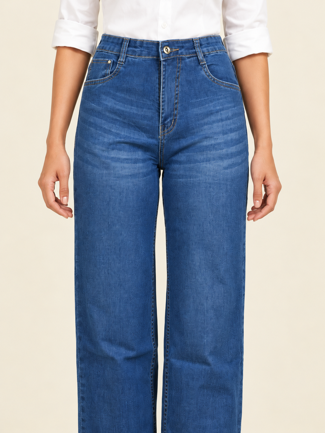 Blue Stretchable Denim Straight Fit Jeans - Havva Fashion - Image 5