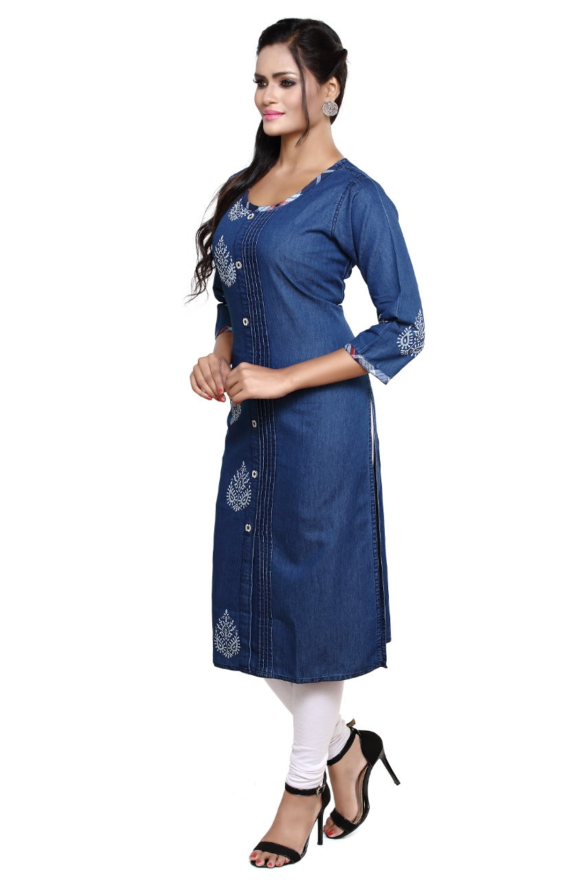 Denim Printed Kurta