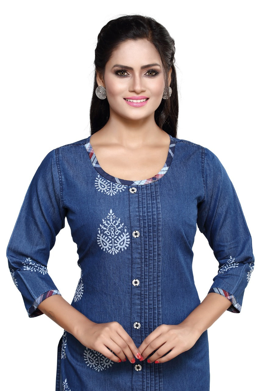 Denim Printed Kurta