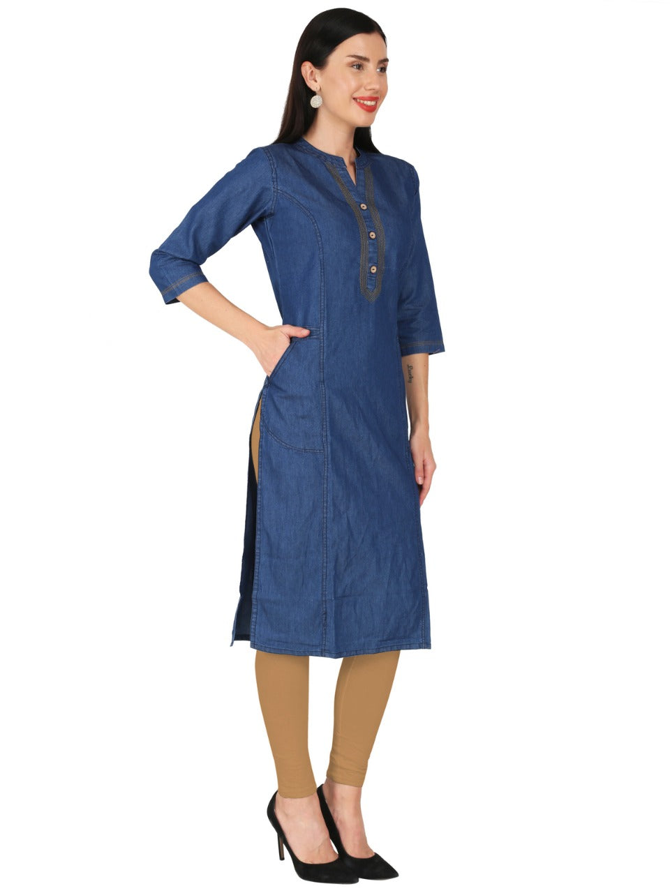 Denim Solid Kurta