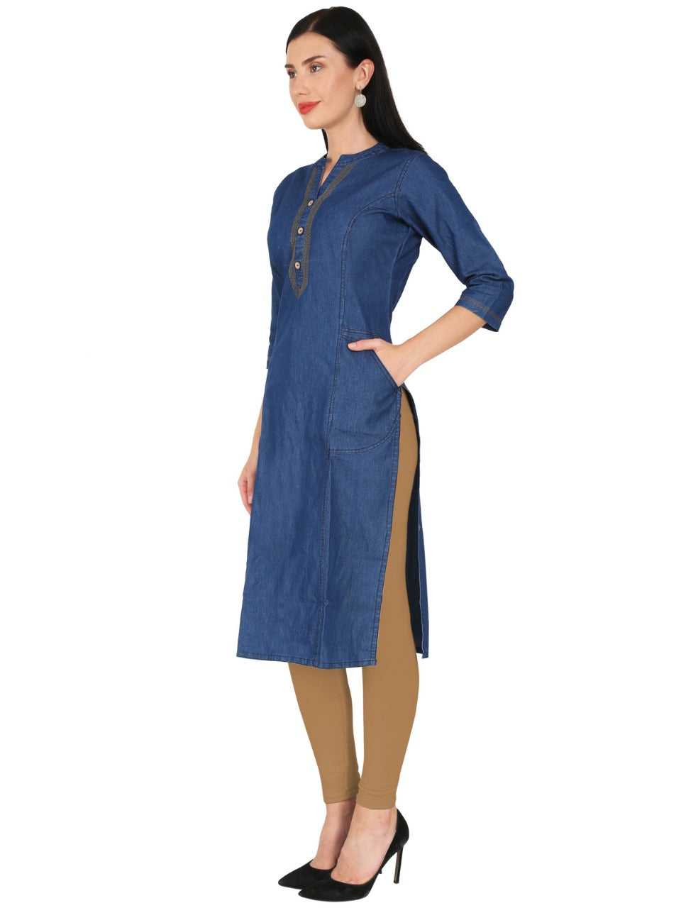 Denim Solid Kurta