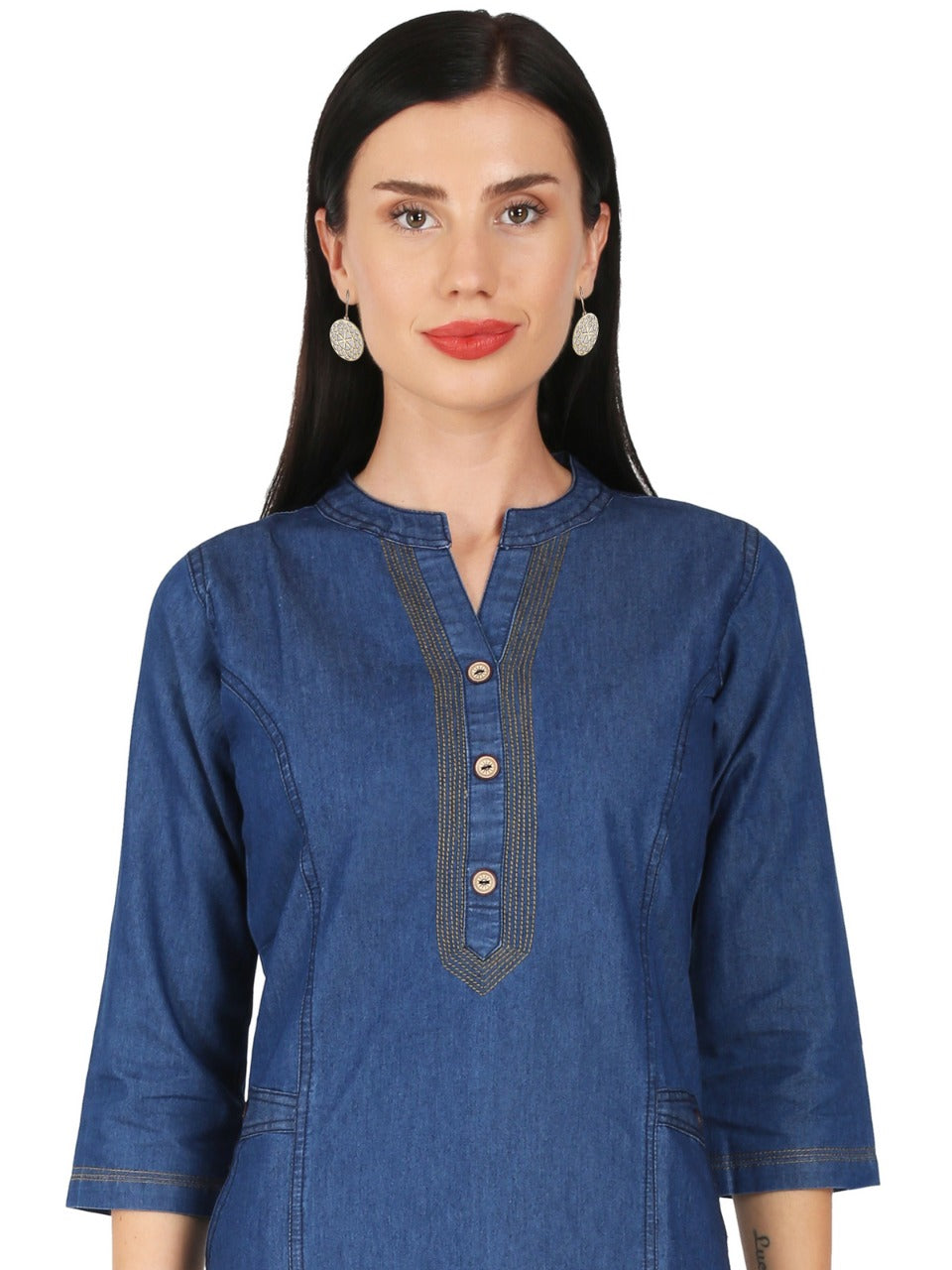 Denim Solid Kurta