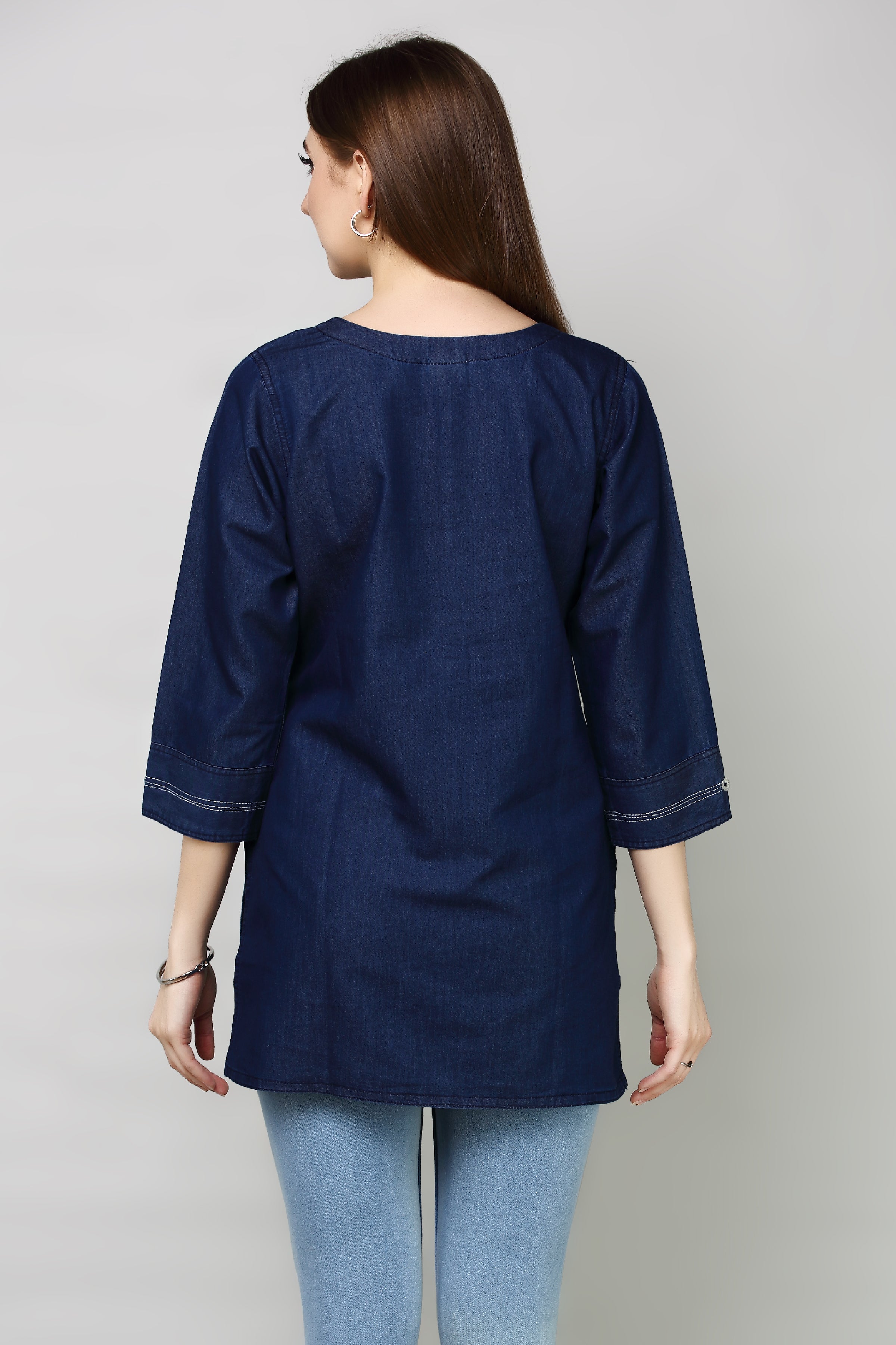 Denim Embroidered Kurti