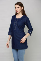 Denim Embroidered Kurti
