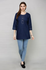 Denim Embroidered Kurti