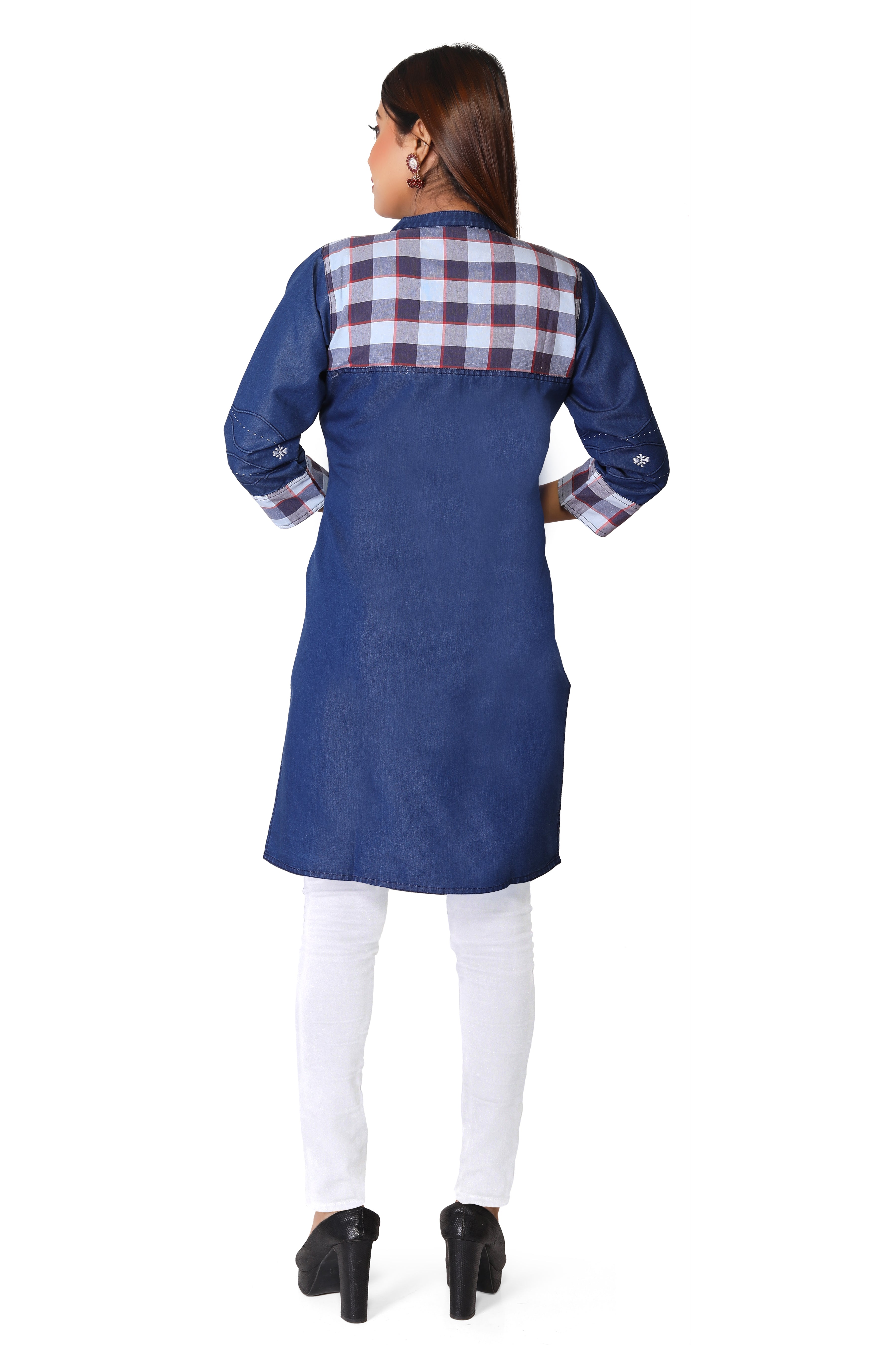 Denim Embroidered Kurti