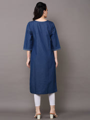 Denim Embroidered Kurta