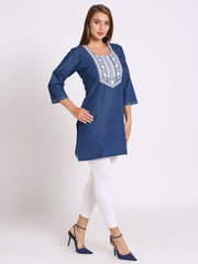 Denim Embroidered Kurti