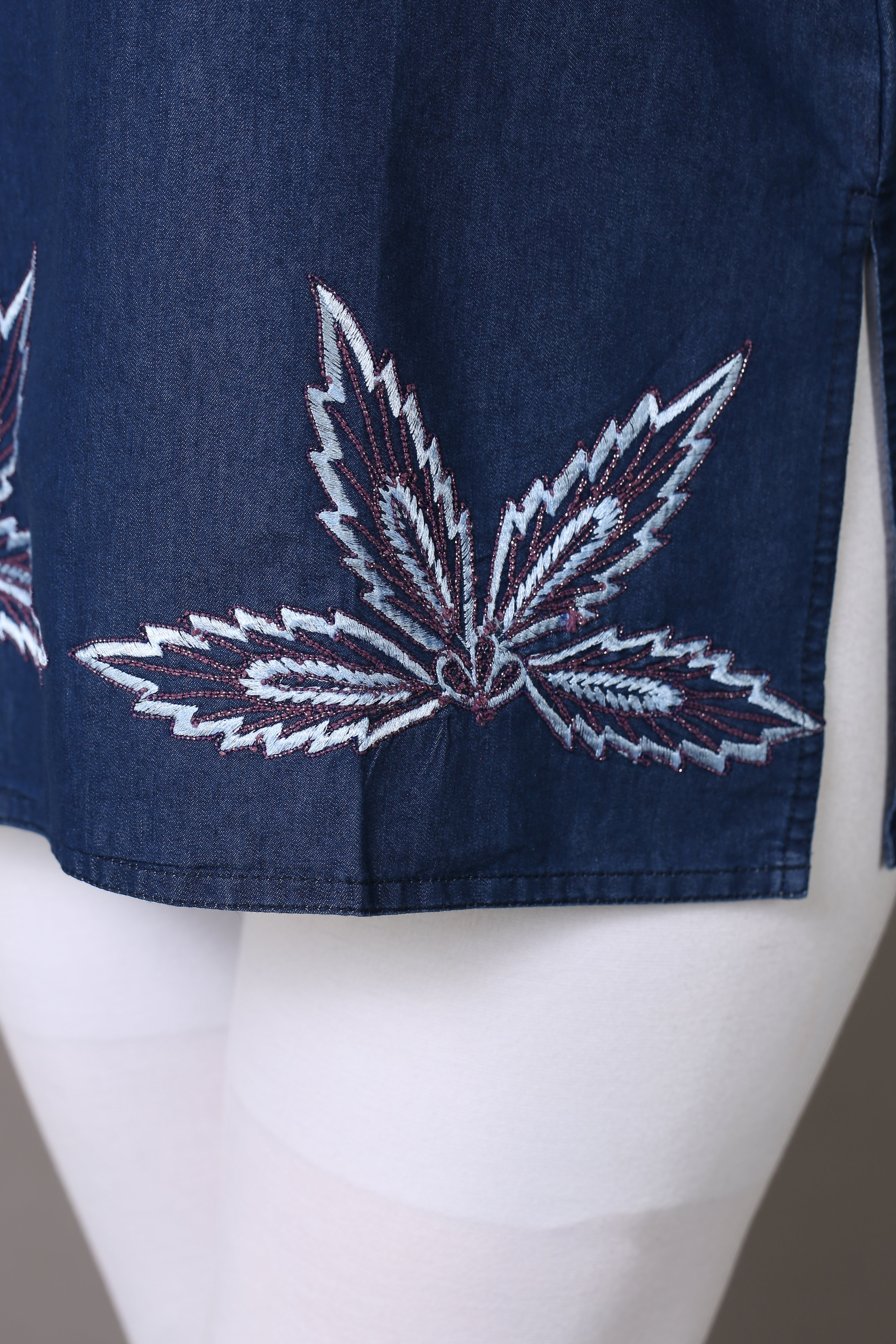 Denim Embroidered Kurti