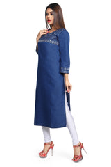 Denim Embroidered Kurti
