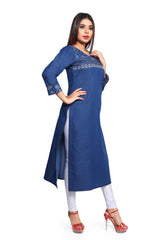 Denim Embroidered Kurti