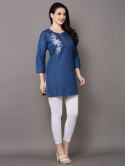 Denim Embroidered Kurti
