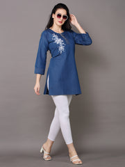 Denim Embroidered Kurti