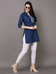 Denim Embroidered Kurti
