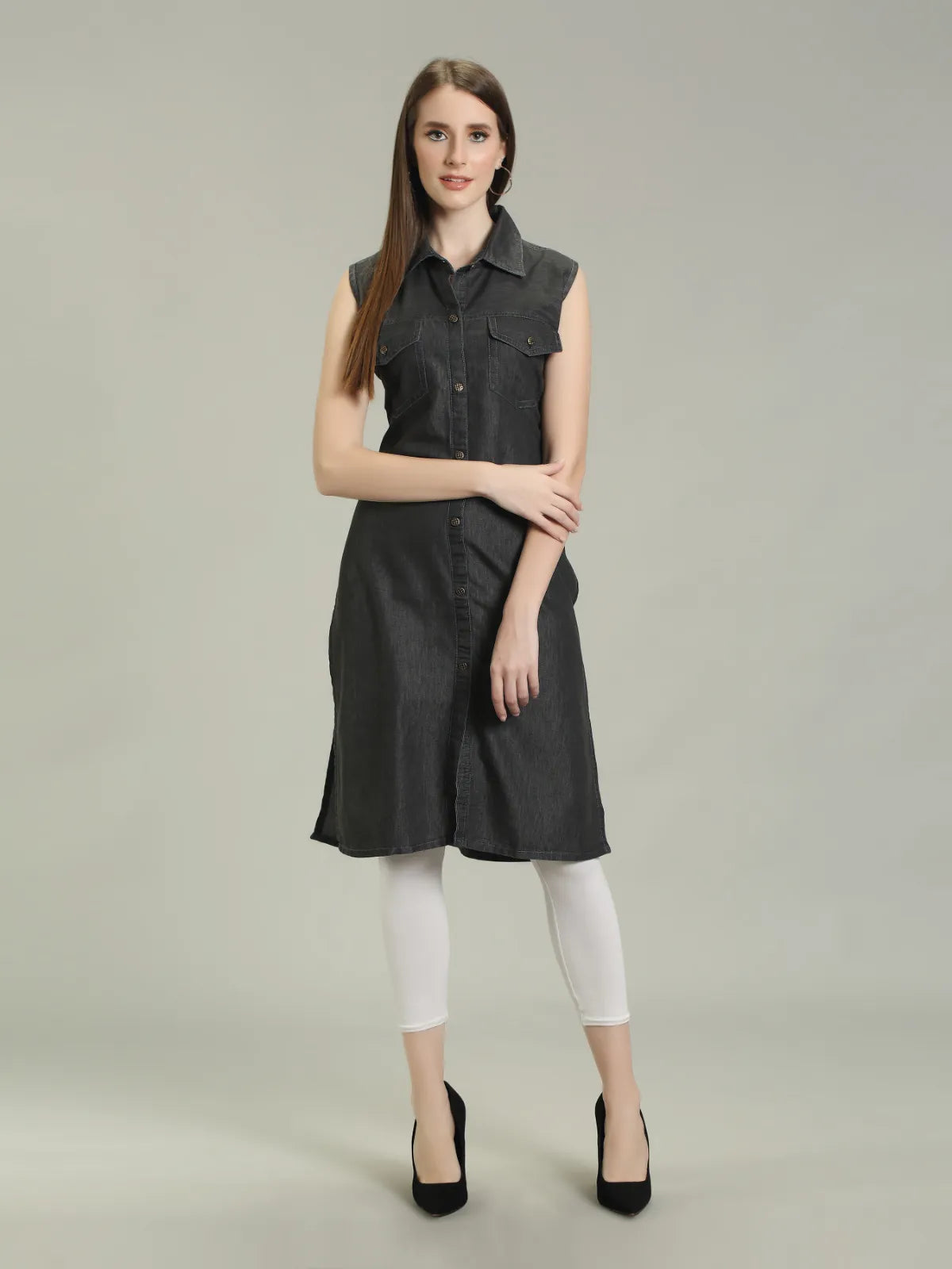 Denim Solid Kurta