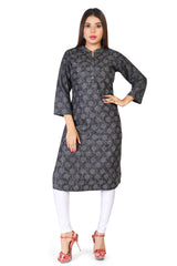 Black Denim allover Butta Printed Kurta