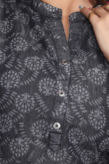 Black Denim allover Butta Printed Kurta