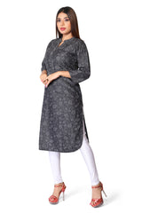 Black Denim Printed allover Butta Kurta