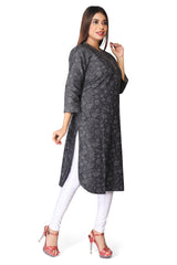 Black Denim Printed allover Butta Kurta