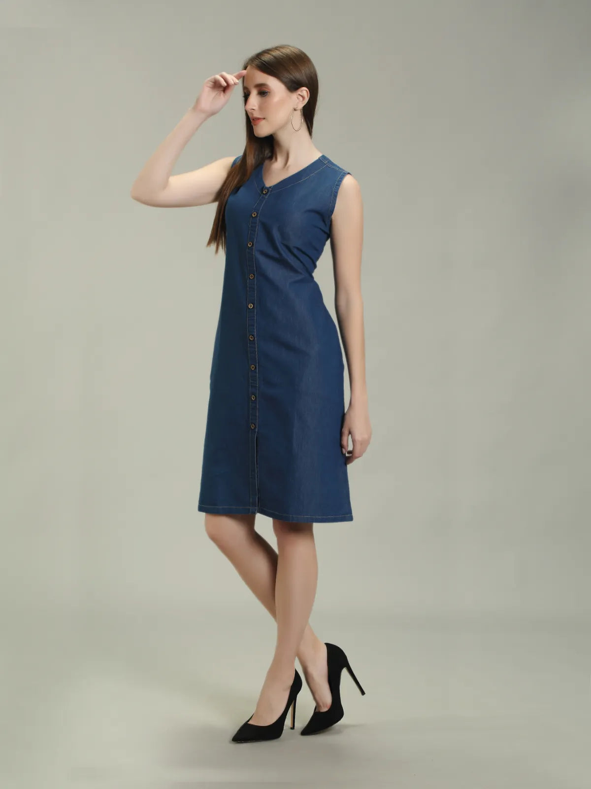 Denim Solid One piece Both Side Pocket with belt
