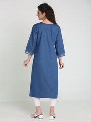 Denim Panel Sequence Embroidery Kurta